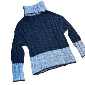 Lemonwood Cable Knit Color Block Turtleneck